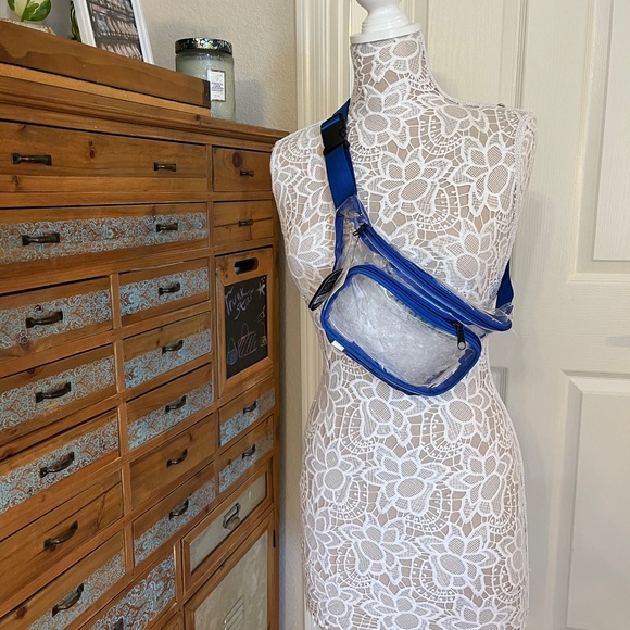 Handbags - Clear/ Transparent Belt Bag/ Waist Bag- Blue Accents